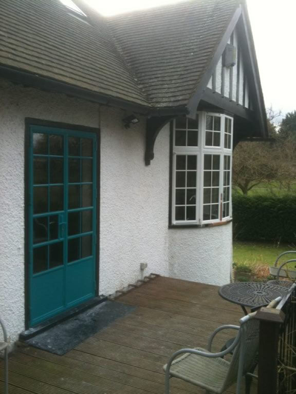 blue metal windows and door